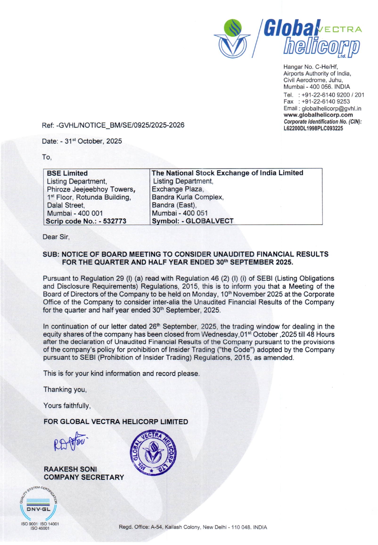 Notice Board Meeting